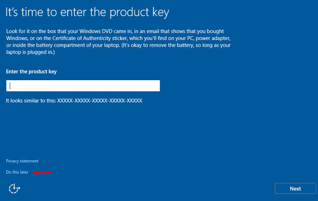 windows 10 key later